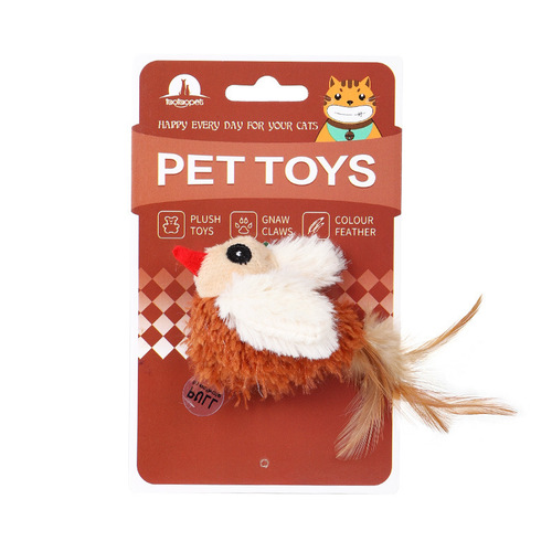 Plush Feather Tail Electronic Sound Bird Wholesale Simulation Meowing Cat Toy Pet Supplies Interactive