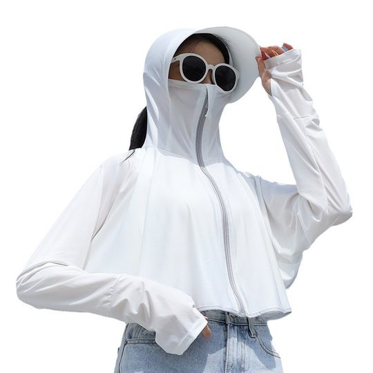 夏季防晒衣防紫外线冰丝户外大帽檐外套服斗篷透气宽松女款防晒衣
