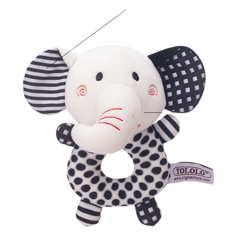 Juego de Sonajeros de Mano con Forma de Zorro y Elefante para Bebés y Niños Pequeños TOLOLO, con Sonajero Redondo y Bolsa con Cierre, Juego Combinado para Jugar con Sonajeros