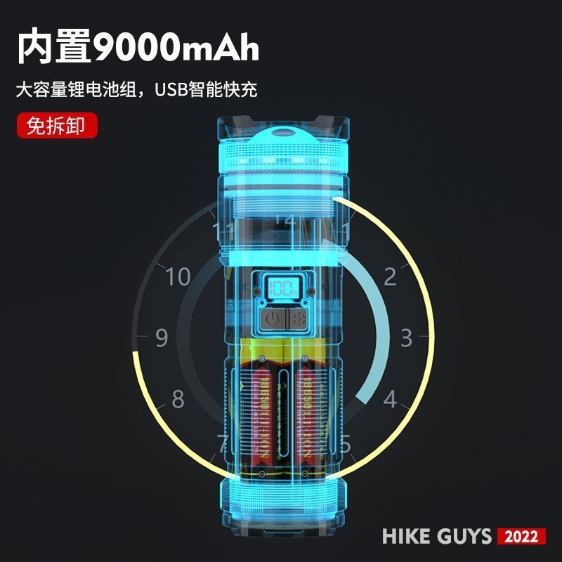 Tiktok popular luz fuerte tiro largo jia guang pantalla digital linterna led al aire libre super brillante linterna recargable luz láser al por mayor