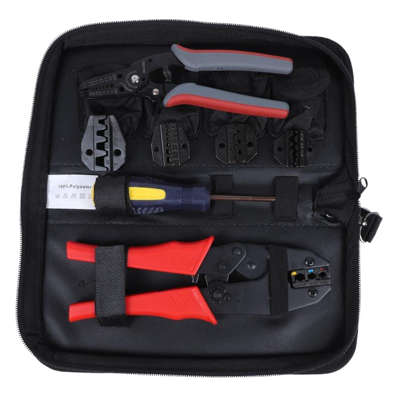 Suministro de alicates de crimpado combinados WXK-30J, juego de herramientas de alicates de crimpado multifuncionales con inserto de resorte.