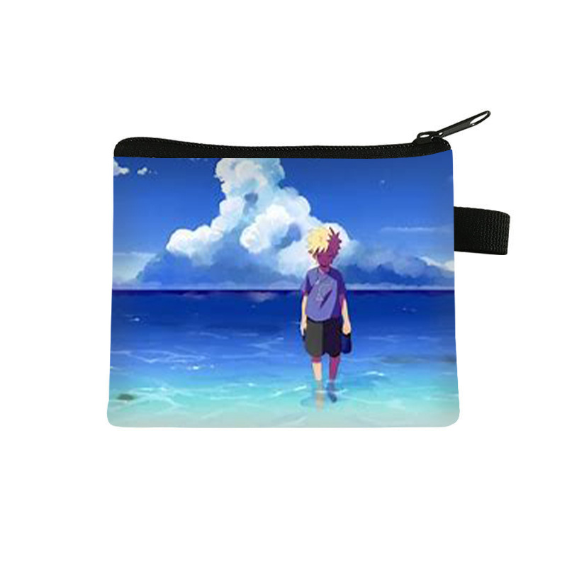 Nuevo Naruto niños monedero estudiante tendencia auricular moda bolsa de almacenamiento tendencia cremallera titular de la tarjeta al por mayor