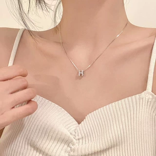 闪钻字母H项链女2025年新款女轻奢小众锁骨链ins设计感仙气高级感