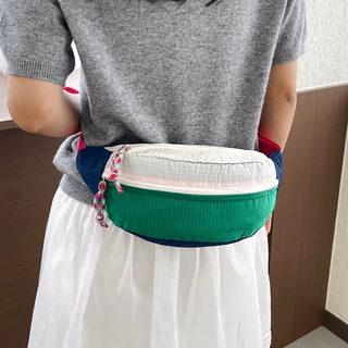 尼龙材质撞色拼接马卡龙色休闲旅行胸包腰包斜挎包女2026春款