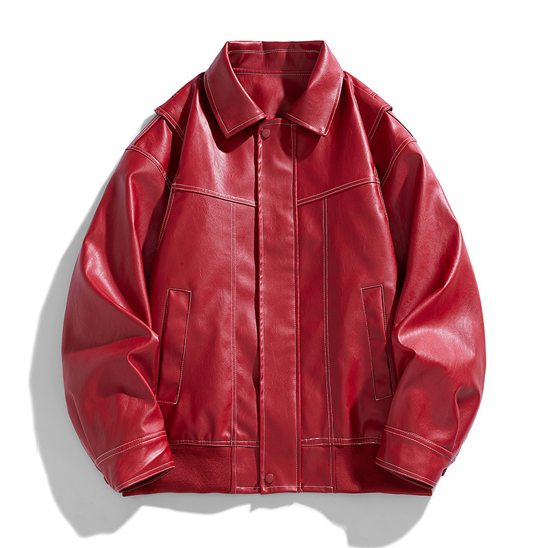 American pu chaqueta de hombre chaqueta de hombre primavera y otoño nuevo cuello vertical chaqueta de locomotora universal chaqueta de tendencia universal hombre