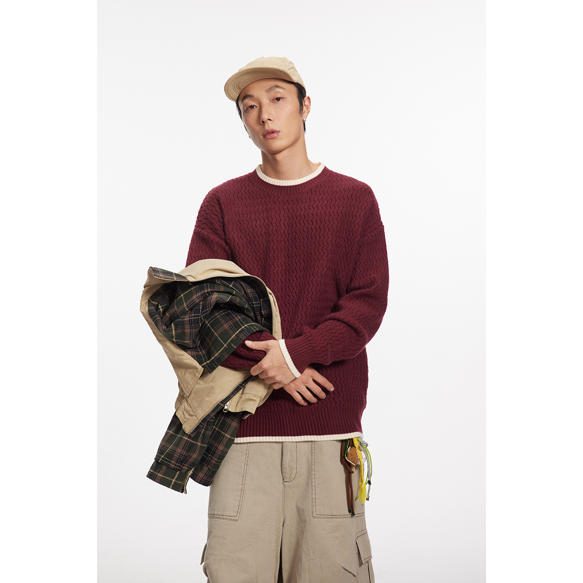 AIKAWASTREE maglione invernale da uomo in lana lavorato a maglia, versatile e ampio, tinta unita M9185_voghion.com