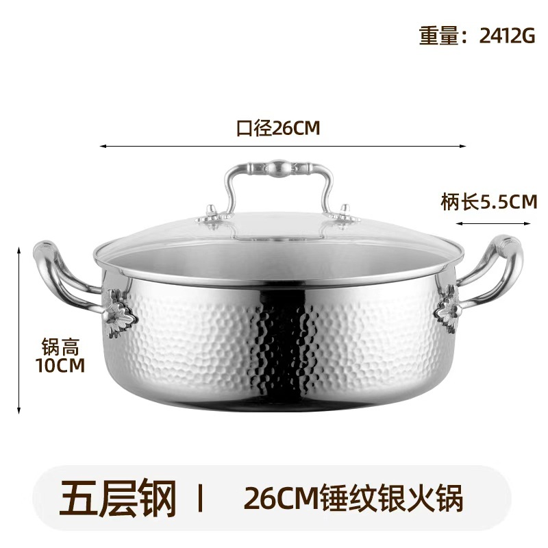 26CM Plateado martillo estriado de cocina (con tapa)