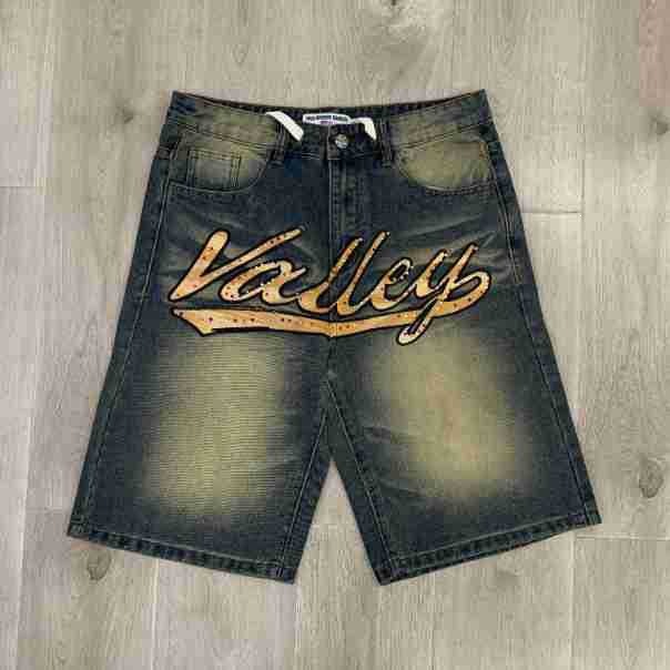 Cross-border belleza Vale Forever bordado perforación de letras hip-hop lavado con agua hace pantalones casuales viejos jeans