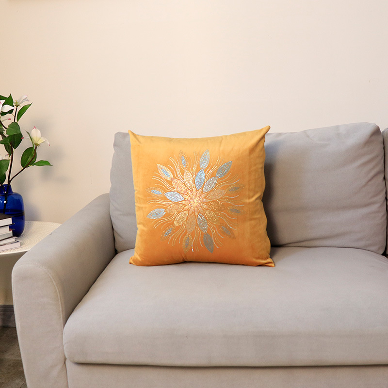 Moderno semplice colore olandese velluto strass fiore federa decorazione della casa modello camera divano cuscino fodera all'ingrosso_voghion.com