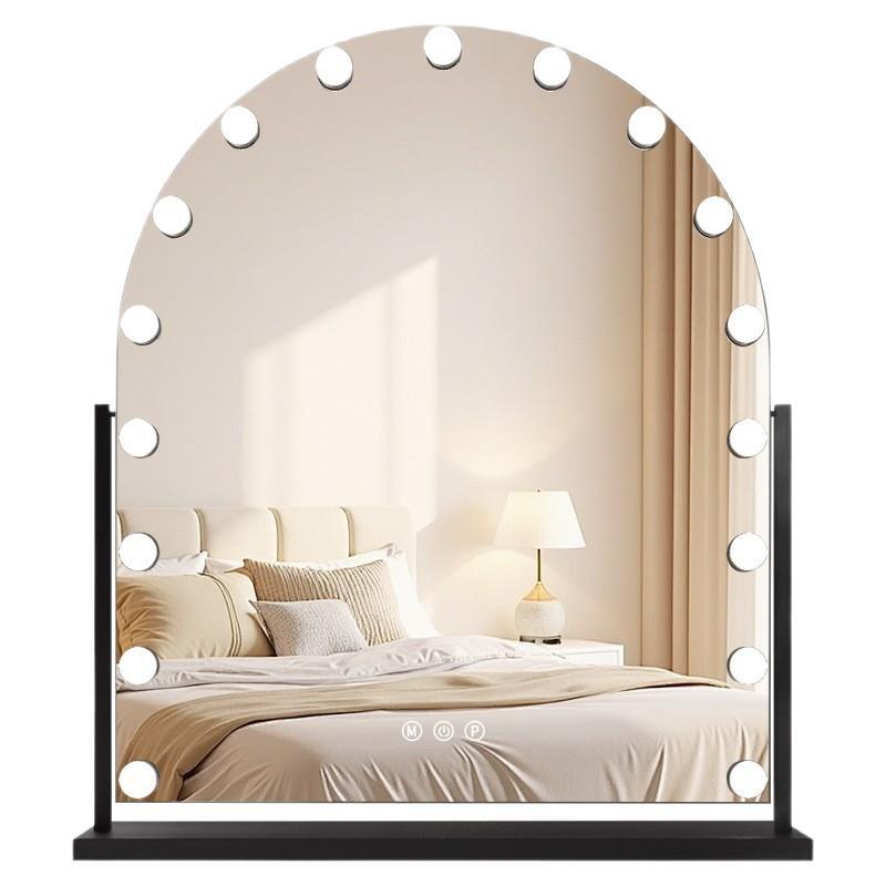 2025 nuevo espejo de maquillaje con iluminación LED fuente de luz red rojo espejo de maquillaje de escritorio portátil espejo de belleza giratorio