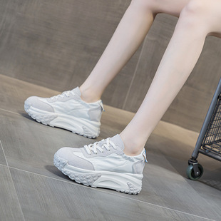 Thick-Soled Inner Height-Increasing Dad Shoes 2025 Spring New Casual Fashion Versatile Sports Sneakers Round-Toe Breathable Women's Shoes