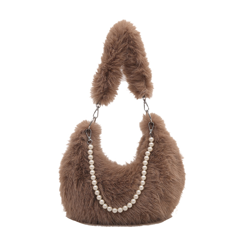 Bolso de moda simple de lana de invierno 2024 nuevo estilo de moda de lana de chapa de cadena baja bolso de hombro bolso de mujer