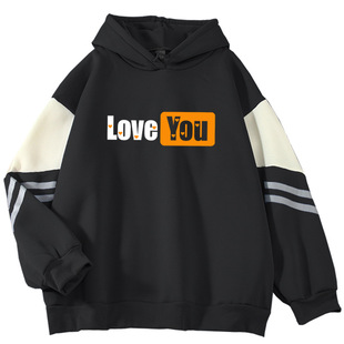 2024 spring and autumn new color matching high-end sense sweater art LOVE YOU ruffian handsome net red long sleeve sweater