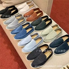 高版本外贸25新款休闲LP乐福鞋男士麂皮一脚蹬懒人鞋英伦风豆豆鞋
