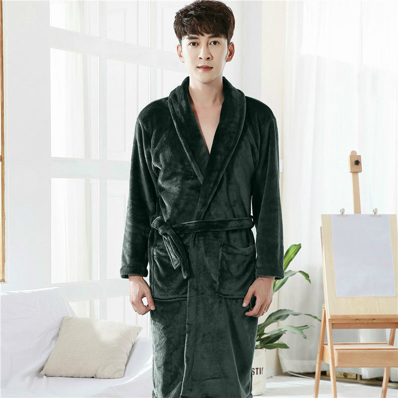 남자 산호 양털 여자 플란넬 목욕 가운 커플 잠옷 가을 겨울 플러스 사이즈 중장 잠옷