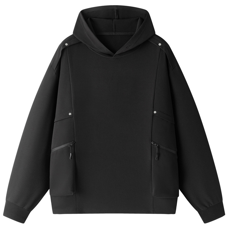 Men's workwear hoodie, trendy and stylish Hong Kong-style ins loose-fit hooded casual T-shirt, plus-size, long-sleeved, for outerwear