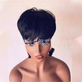 欧美女士 发片头顶补发片头套黑色短妈妈发 wig职场短假发