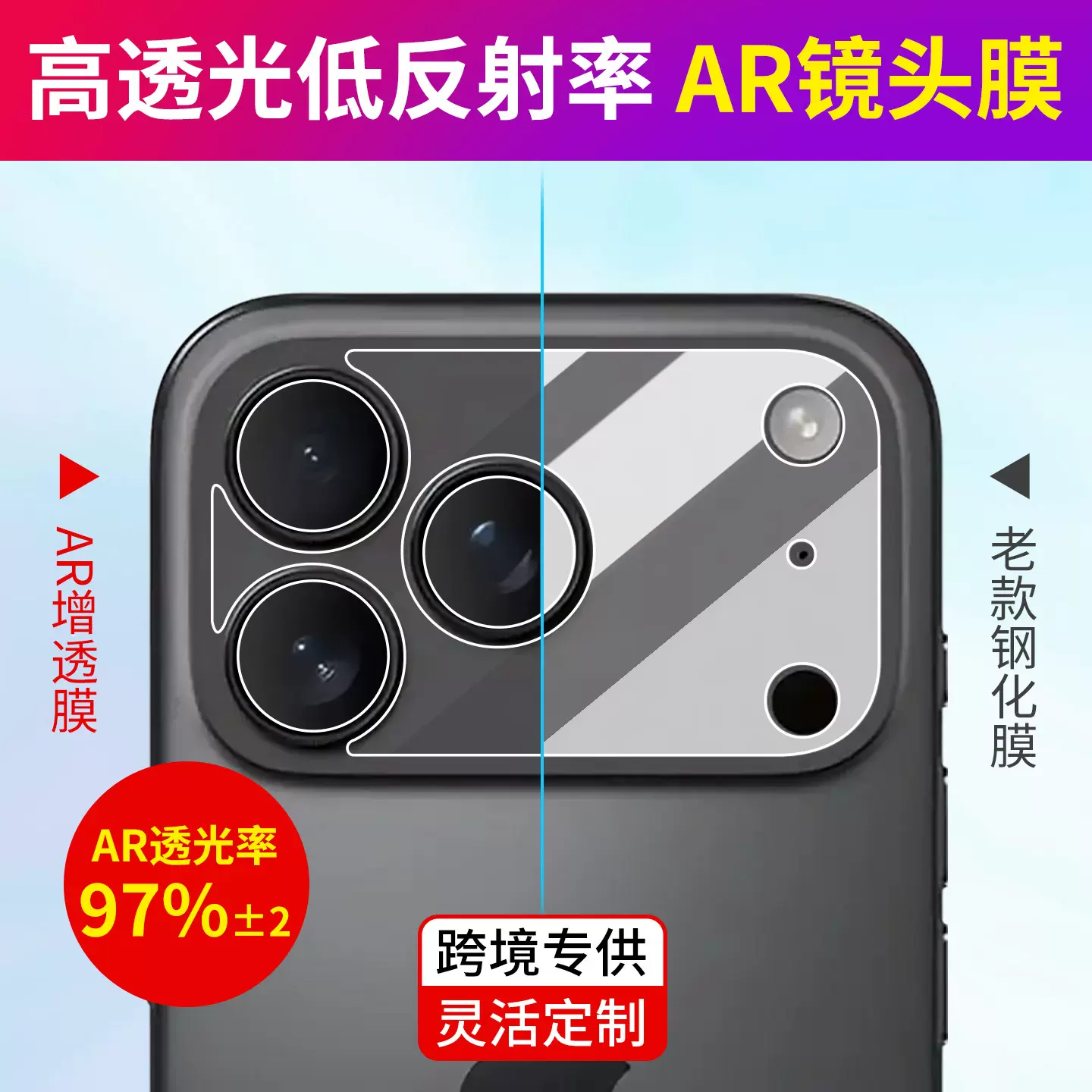 适用iphone17手机镜头AR增透膜苹果17pro摄像头抗反射防刮保护膜