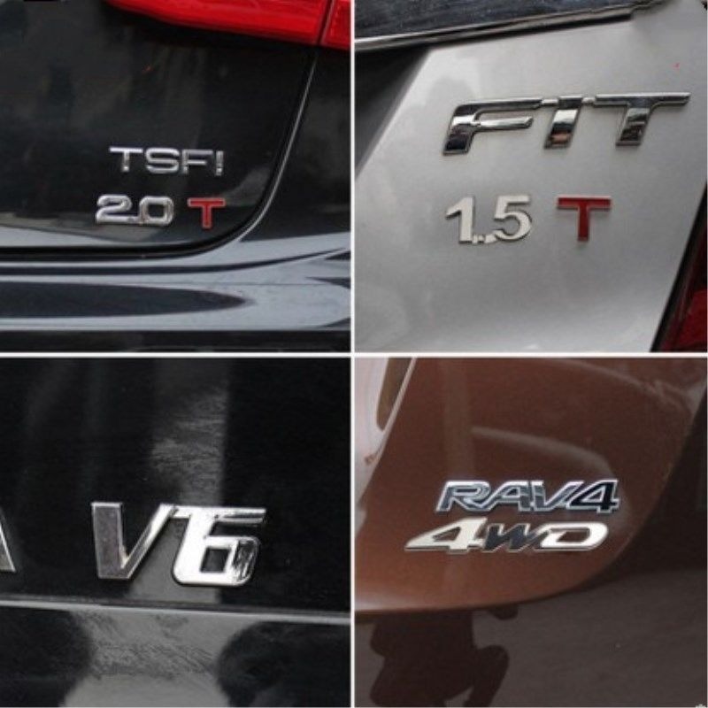 Car 1.8T 2.0T 2.5 Displacement Letter Text Metal 3D Creative Lettering 4WD 1.5T Tail Emblem Sticker_voghion.com