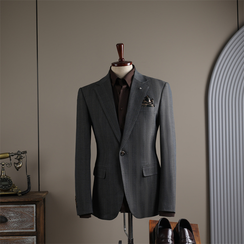 チェック柄スーツ メンズ ビジネスカジュアル 宴会 結婚式 スーツ オフィスフォーマルスーツ メンズスーツ 司会者