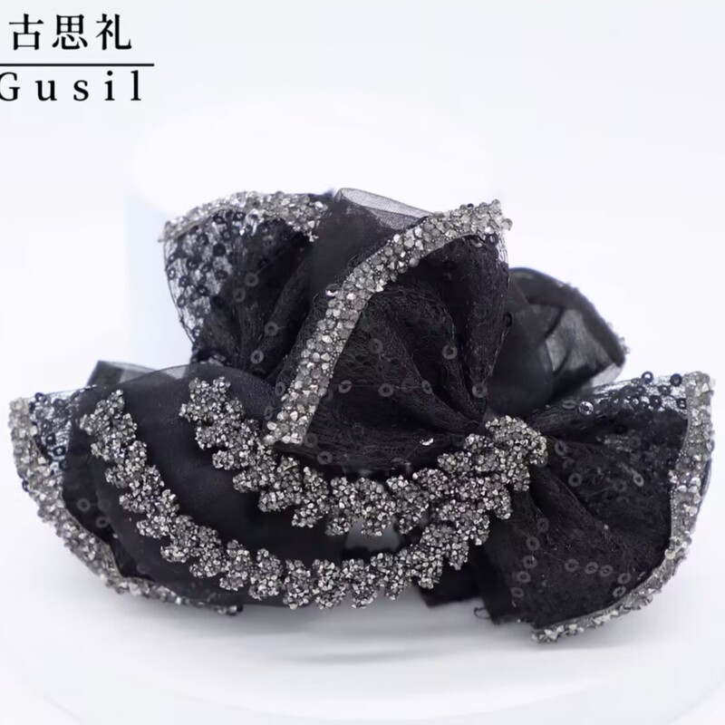 【パリ王女麦波】高級AB面気質11cmクリップヘアアクセサリー蝶結び後頭部ヘッドドレス|undefined