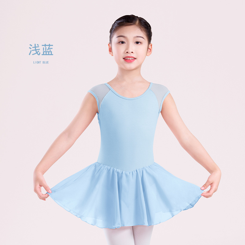 Ropa de baile para niños, niñas, verano, gasa sin mangas, baile, niñas, ballet, ropa de práctica, ropa, falda de baile de estilo chino
