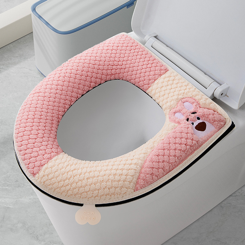 いちご熊チャック式トイレマット漫画座布団カバー汎用防水トイレ座布団カバートイレ座布団を厚くする|undefined