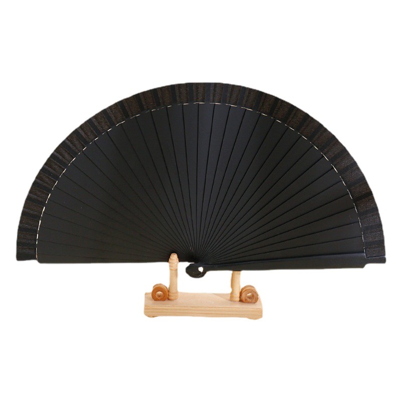Ventilador de madera maciza lisa española, accesorios de ventilador plegable de estilo simple, ventilador plegable mate de color sólido clásico europeo y americano al por mayor