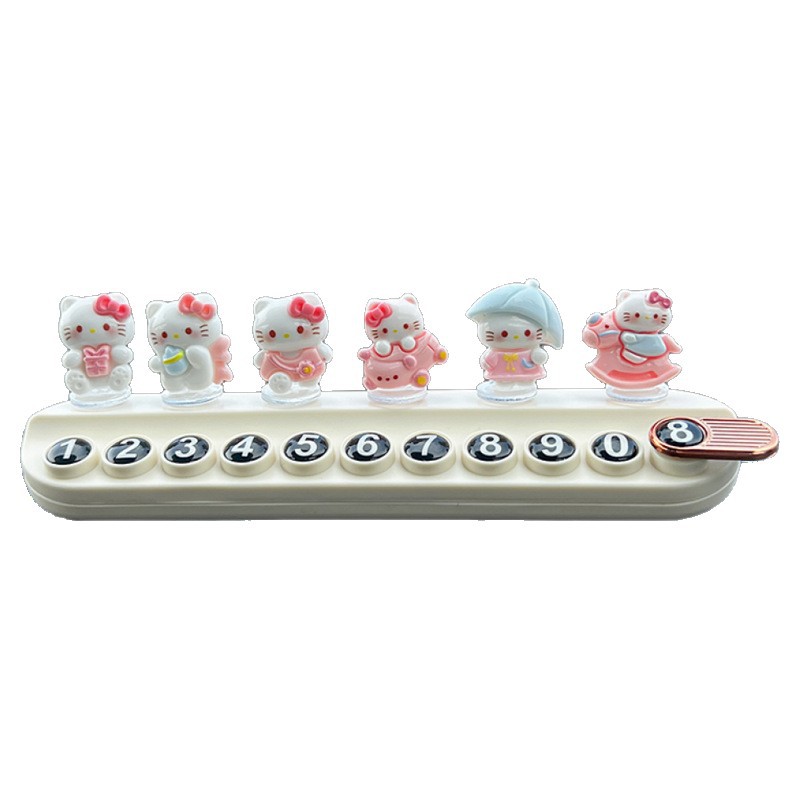 핑크 귀여운 헬로 키티 임시 주차 번호판 귀여운 KT 고양이 여성 자동차 이동 전화 번호판 아로마 테라피 자동차 인테리어 장식 장식품