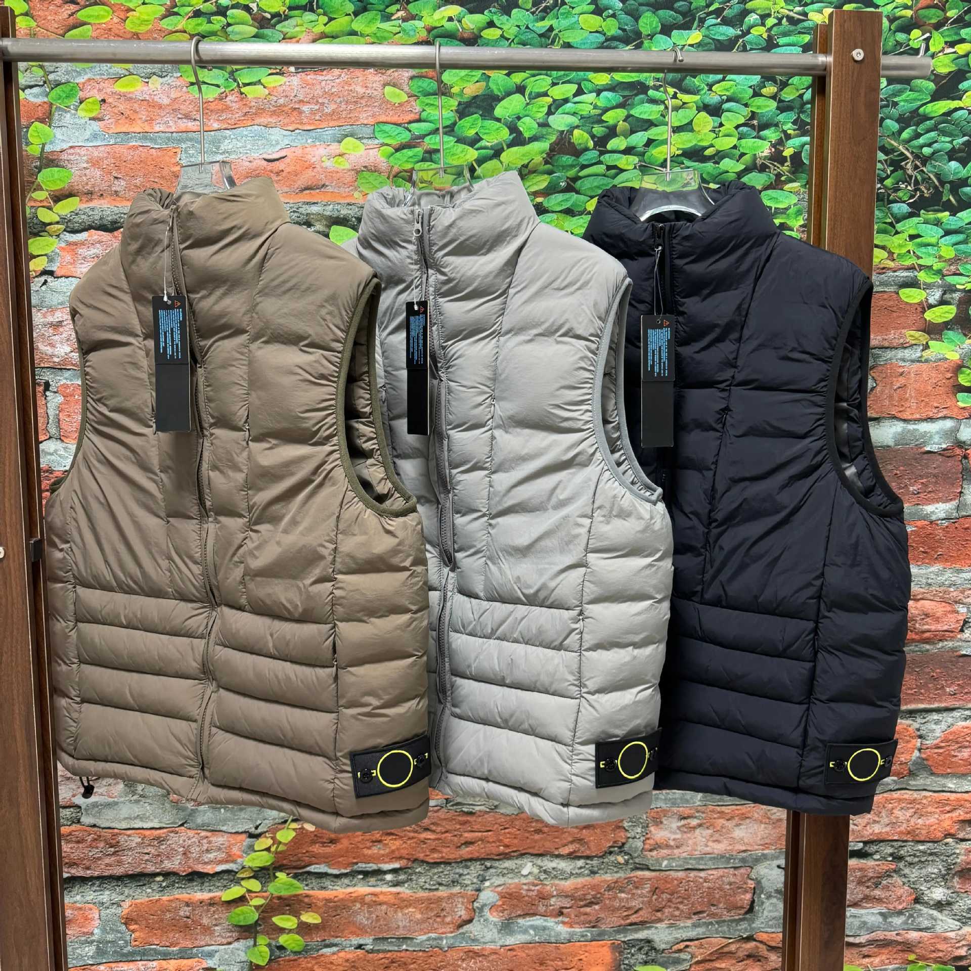 ST Cross-Border New Stand Collar Sleeveless Lightweight Striped Quilted Cotton Vest - Functional Minimalist Workwear Casual Style