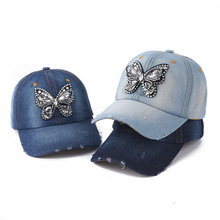 韩版刺绣字母老鹰鸭舌帽男女时尚水洗牛仔布遮阳防晒帽潮男棒球帽