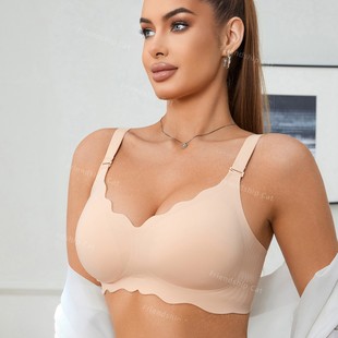 Amazon Cross-Border Underwear Supply Model Fashionable Upper and Lower Wave Underwear Lifting Seamless Large Size Bra for Women