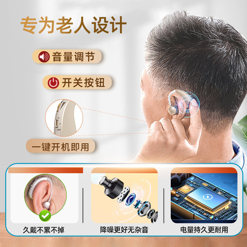 クロスボーダー耳バック式音声アンプ中高年者専用軽中度難聴補助充電タイプ補聴器|undefined