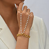 Trend metal chain, brand bracelet, long jewelry from pearl, accessory, European style