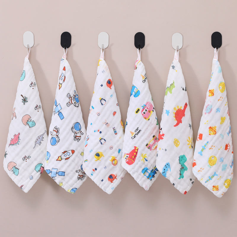Cotton Square Towel Six-layer High-density Small Towel Infant and Young Children Cotton Slippery Towel Gauze Wipe Hand Towel Folded Handkerchief
