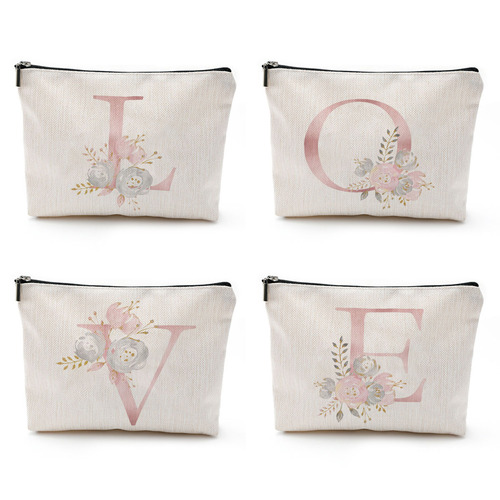 Zippered storage bag BOHO style linen bag student pen bag women multi-functional makeup bag