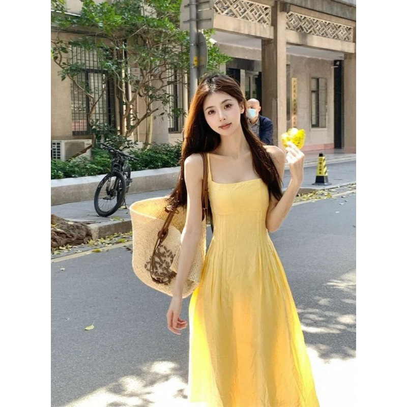 小个子吊带连衣裙女装夏季新款收腰气质长裙海边度假裙子跨境批发|undefined