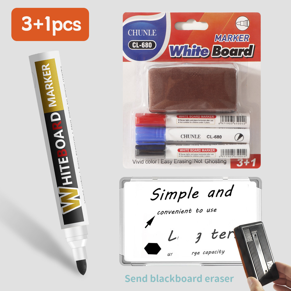 Suministros de oficina de fibra borrable de gran capacidad lápiz de pizarra barra redonda con clip de lápiz barra gruesa marcación acuosa al por mayor