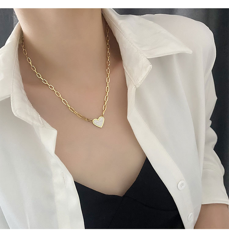 15g Weight Pendant Necklace Classification 1 Piece Quantity Daily Occasion Titanium Steel Material Heart Shape Pattern Women'S Gender Plating Design Fashion Style Fashion Heart Shape Titanium Steel Plating Pendant Necklace 1 Piece 3