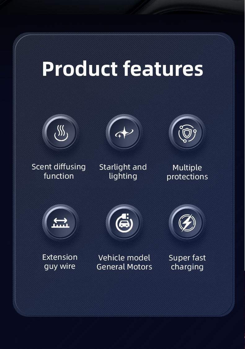 Car fast charger with starry sky light, ambient light, aromatherapy diffuser, Bluetooth MP3 player, retractable data cable