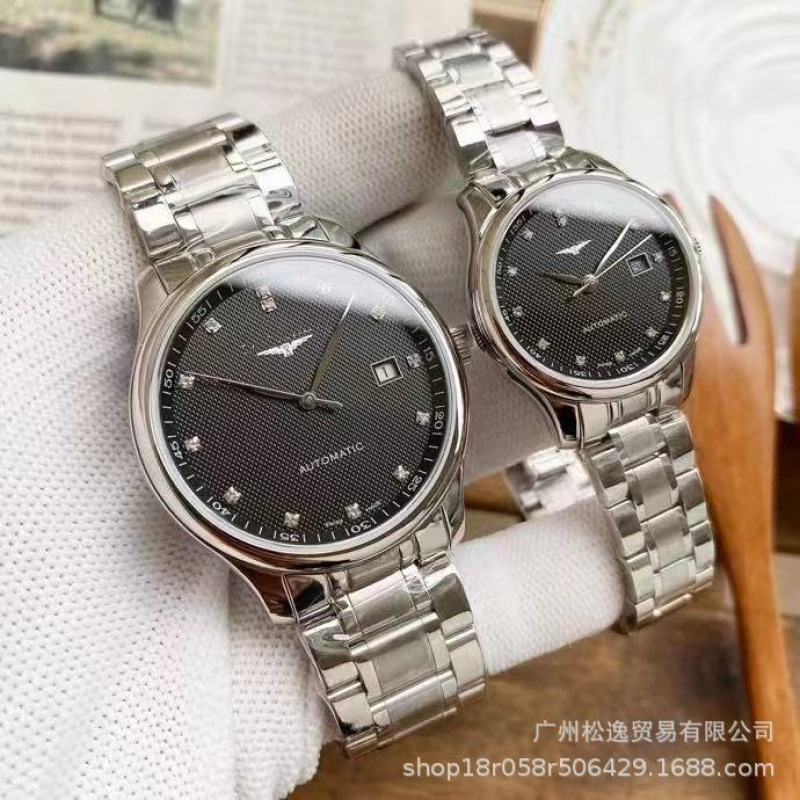 흰색 케이스 검은색 다이얼 다이아몬드 남성 시계