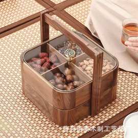 新中式木质干果盒单双层手提点心糕点食盒新年特产礼品盒坚果盒