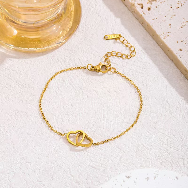 Pulsera de Acero de Titanio de Dongguan, Estilo Europeo y Americano, Diseño de Doble Cadena con Cuchillas, Exagerada, Hip-Hop, para Otoño e Invierno, No se Destiñe, para Mujer