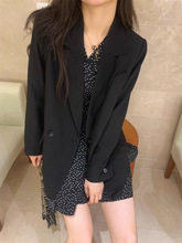 黑色波点长袖衬衫连衣裙女秋季新款雪纺领短裙高级感字裙子