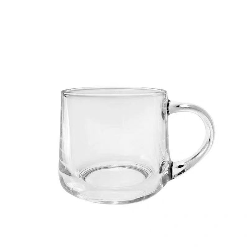 Glass Cup with Lid and Spoon, Suitable for Flower Tea, Breakfast, Milk, Home Use, Coffee, Beer, and Tray Set, Simple Design