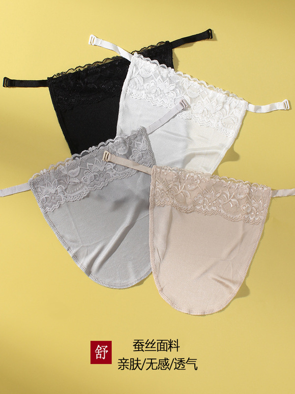 Women's Mulberry Silk Anti-Exposure Underwear, V-Neck Inner Wear, Bralette, Bandeau, Sexy Style Bra with Chest Pads