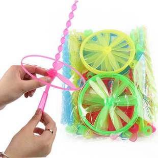 Hand-pushed flying saucer flying sky fairy wheel toy rotatable bamboo dragonfly turning music Frisbee nostalgic toy wholesale