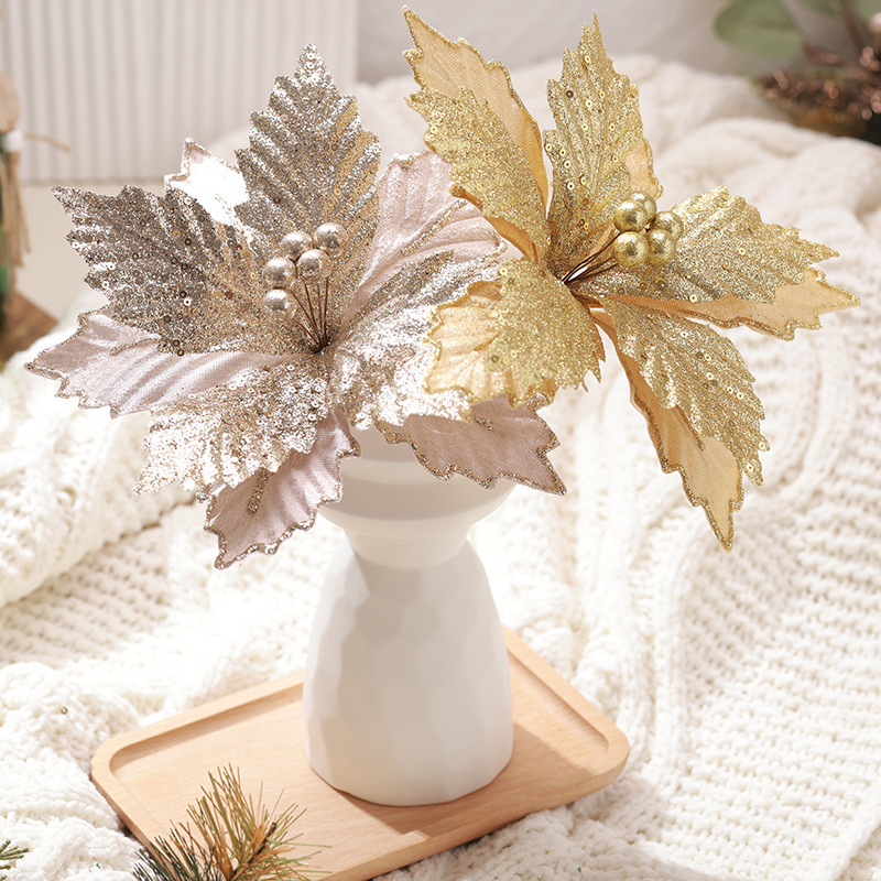 Flor Navidad Terciopelo 25cm