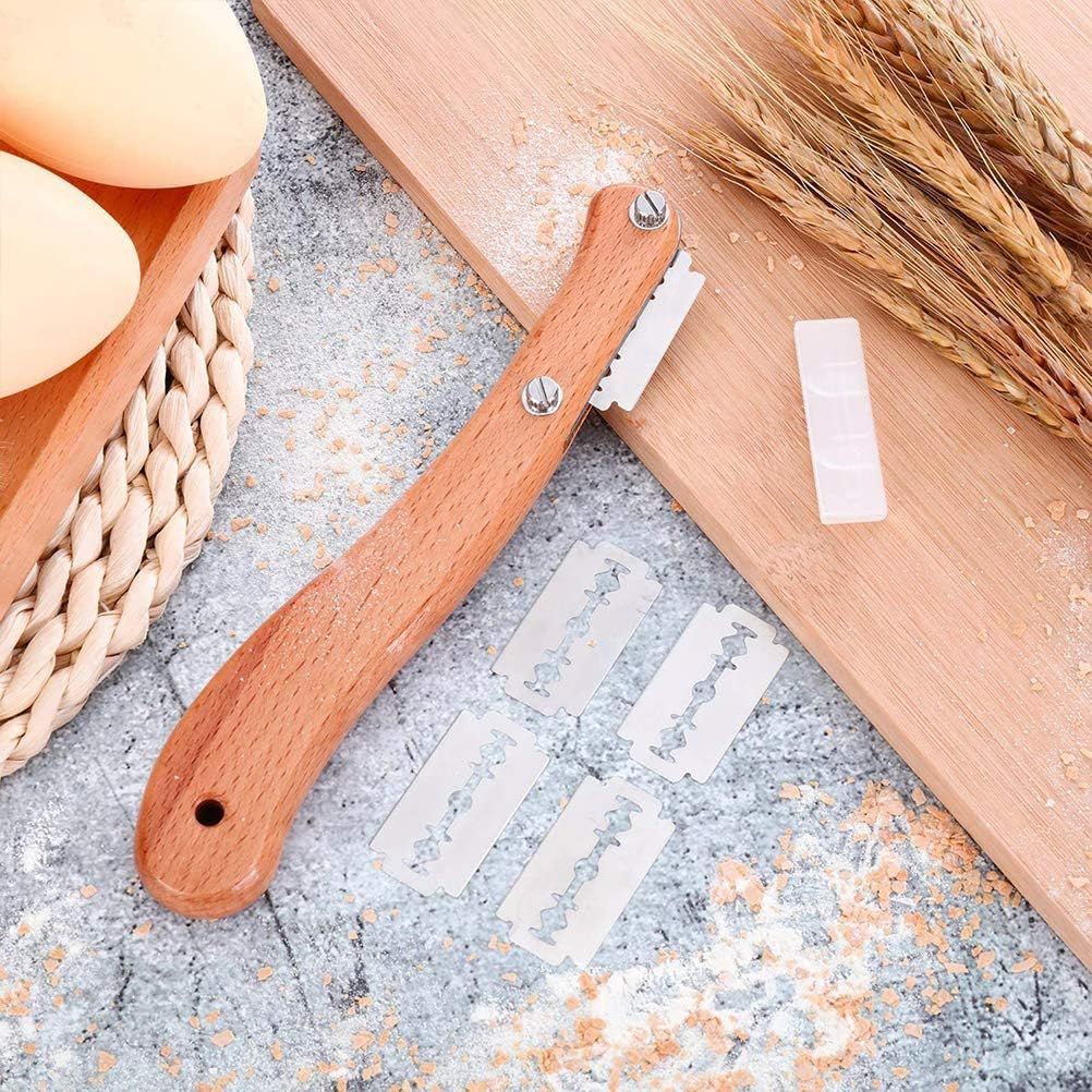 Cuchillo de corte de palo de pan de estilo europeo cuchillo de corte mango de madera cuchillo de corte de pan de arco cuchillo de reparación de acero inoxidable