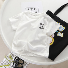 弹力棉刺绣小熊T恤男童女童夏季潮抖音直播一件代发童装外贸批发